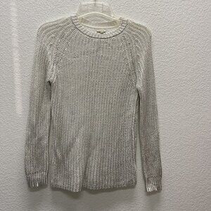 Cremieux Women's Small Long Sleeve Sweater Metallic Champagne Silve Sequins